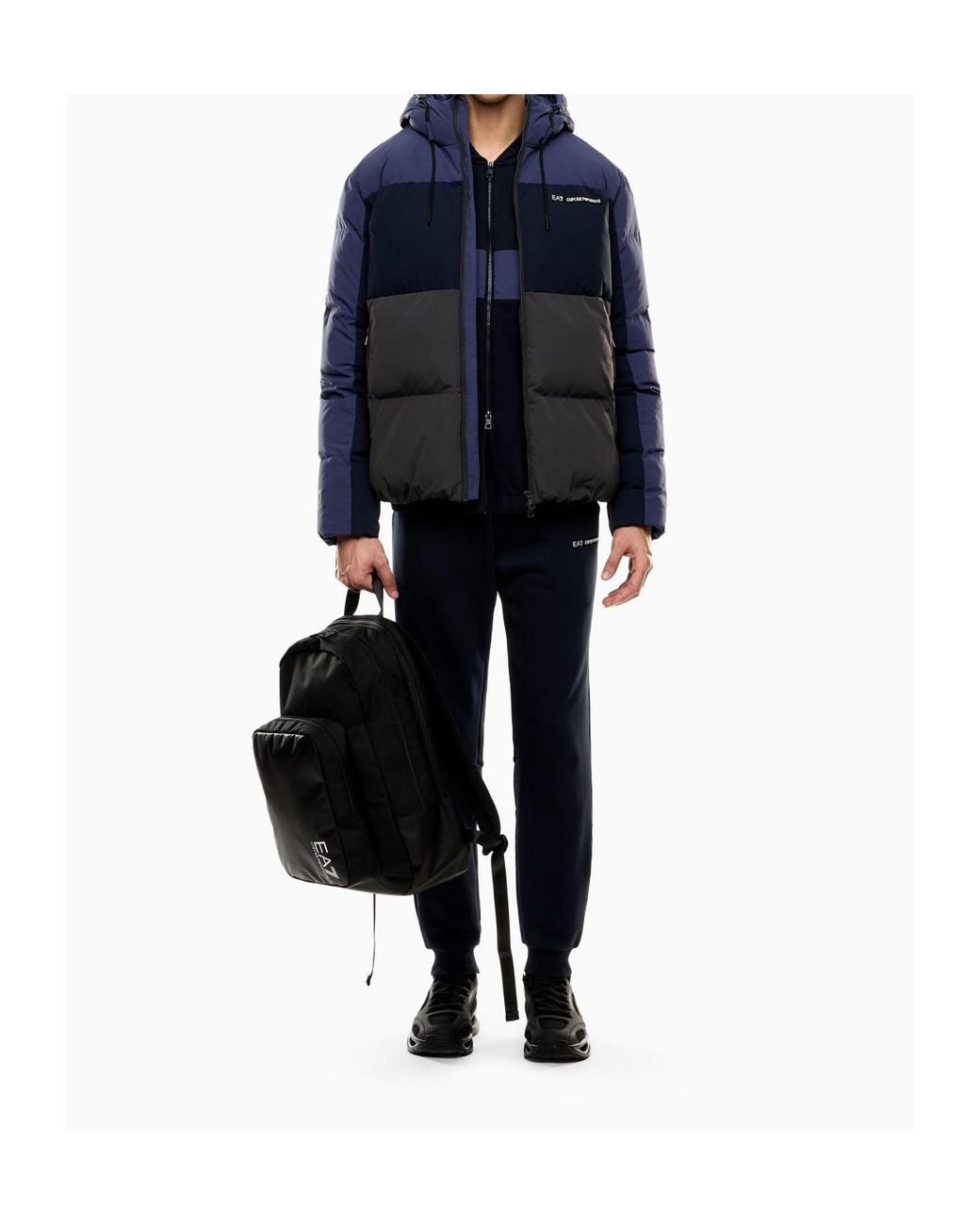 EA7 Blue Athletic Colour Block Jacket for men