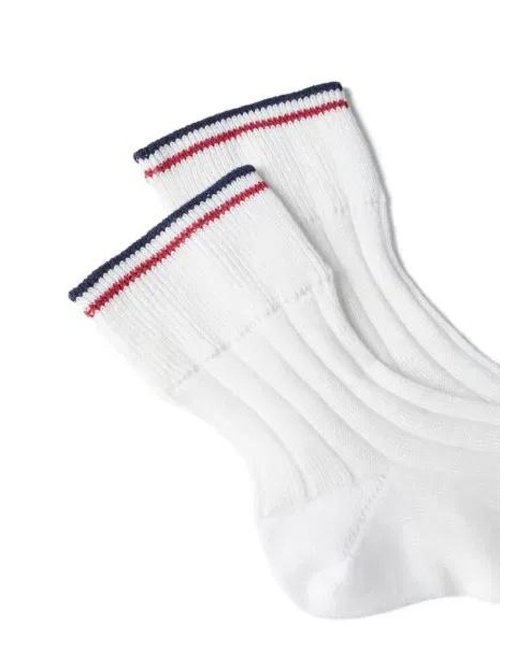 Brunello Cucinelli White Stripes Rib Knit Socks