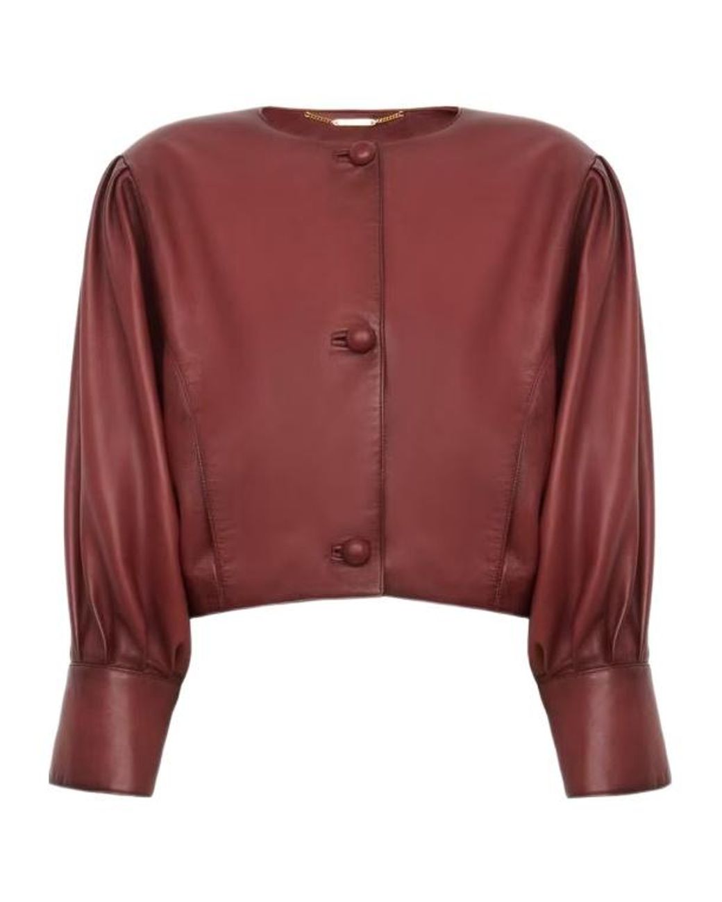 Chloé Red Chloé Collarless Leather Cropped Jacket