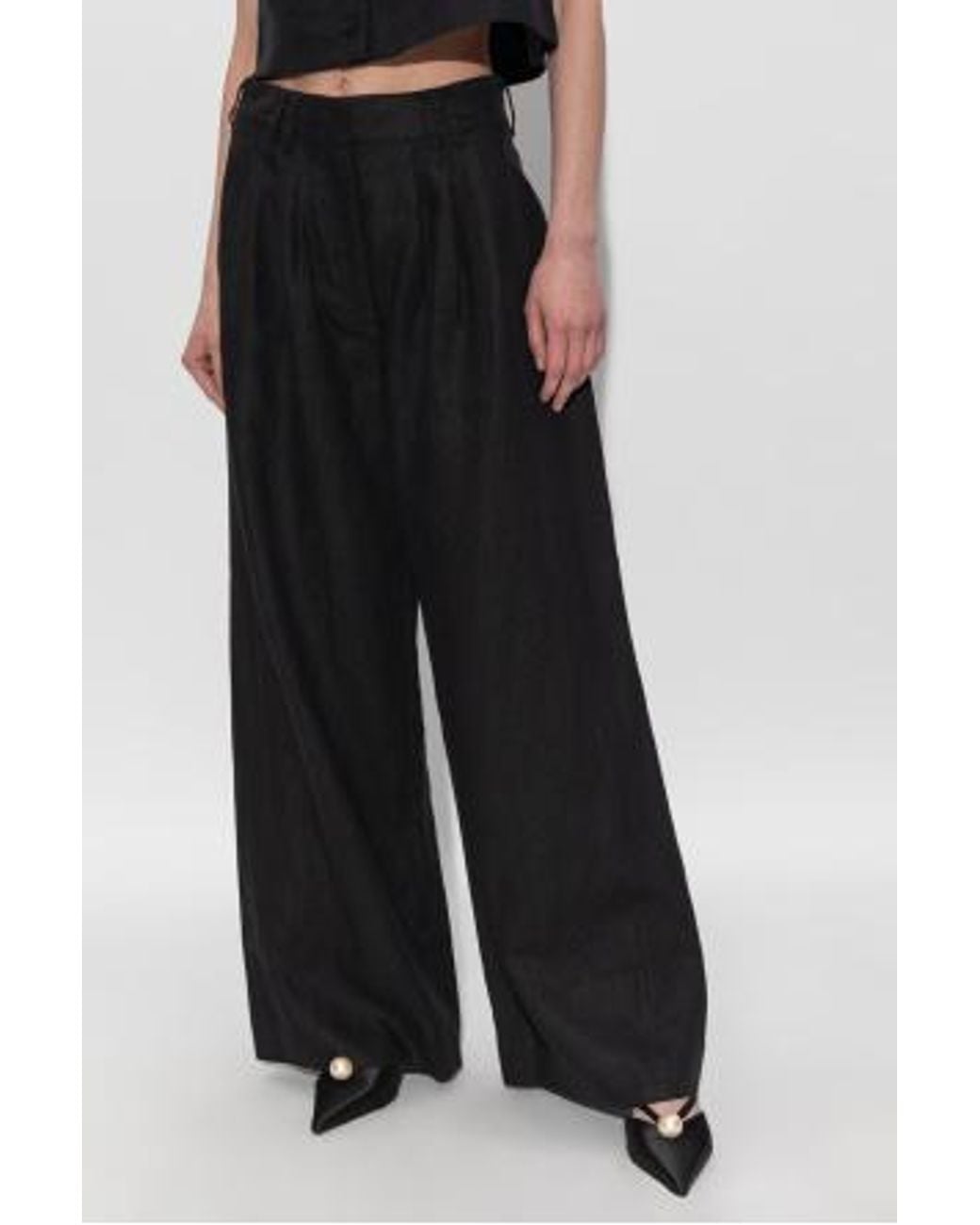 Posse Black Pleated Palazzo Pants