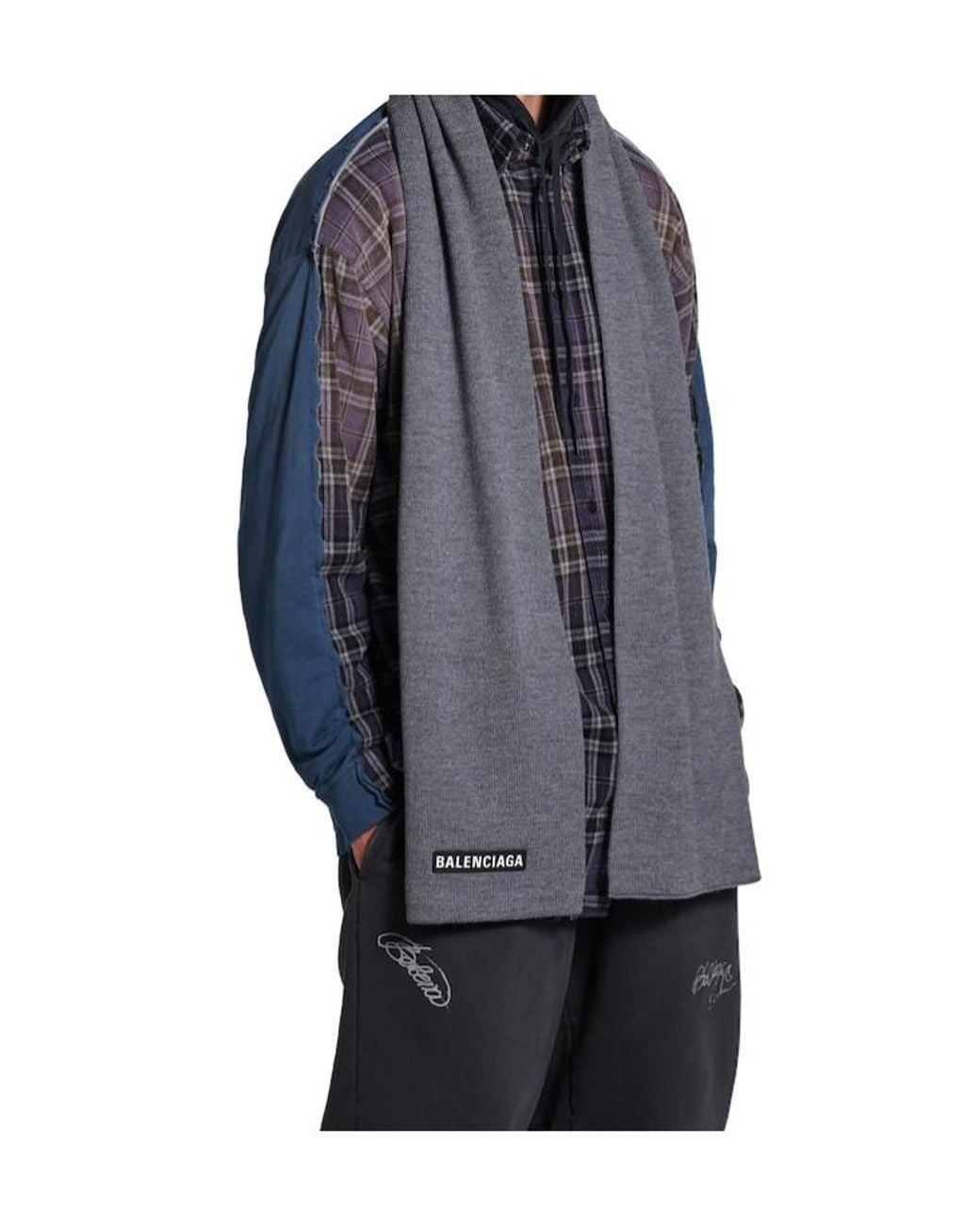 Balenciaga Gray Patch Scarf for men