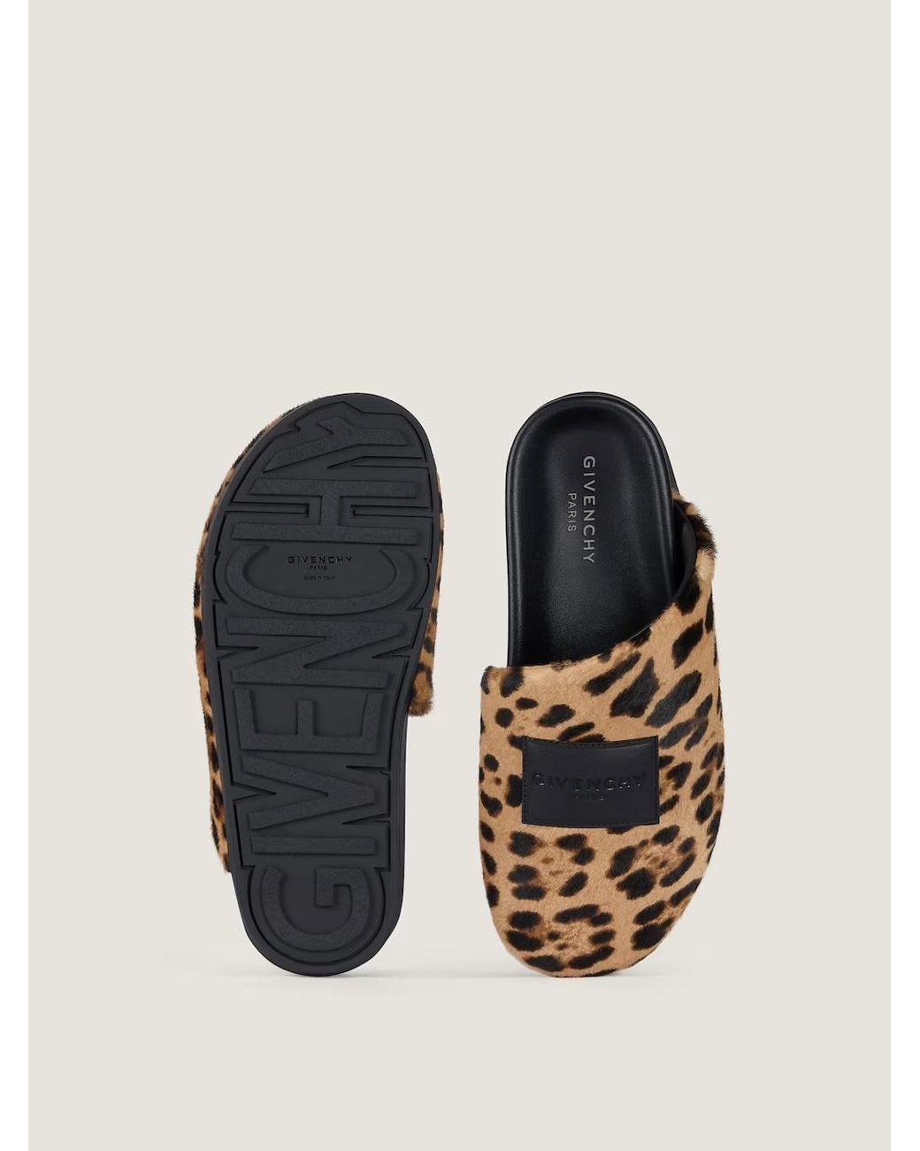 Givenchy Brown Leopard Printed Label Flat Mules