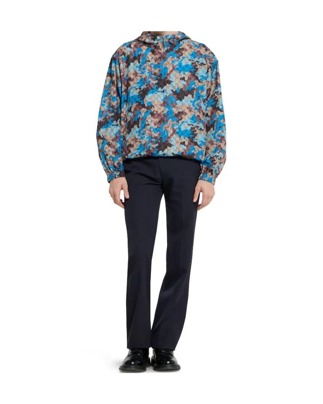 Gucci Blue Embroidery Gabardine Pants for men