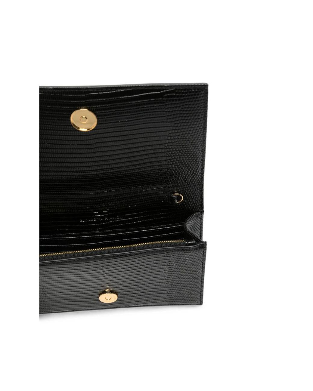 Elisabetta Franchi Black Embossed Chain-Strap Shoulder Bag
