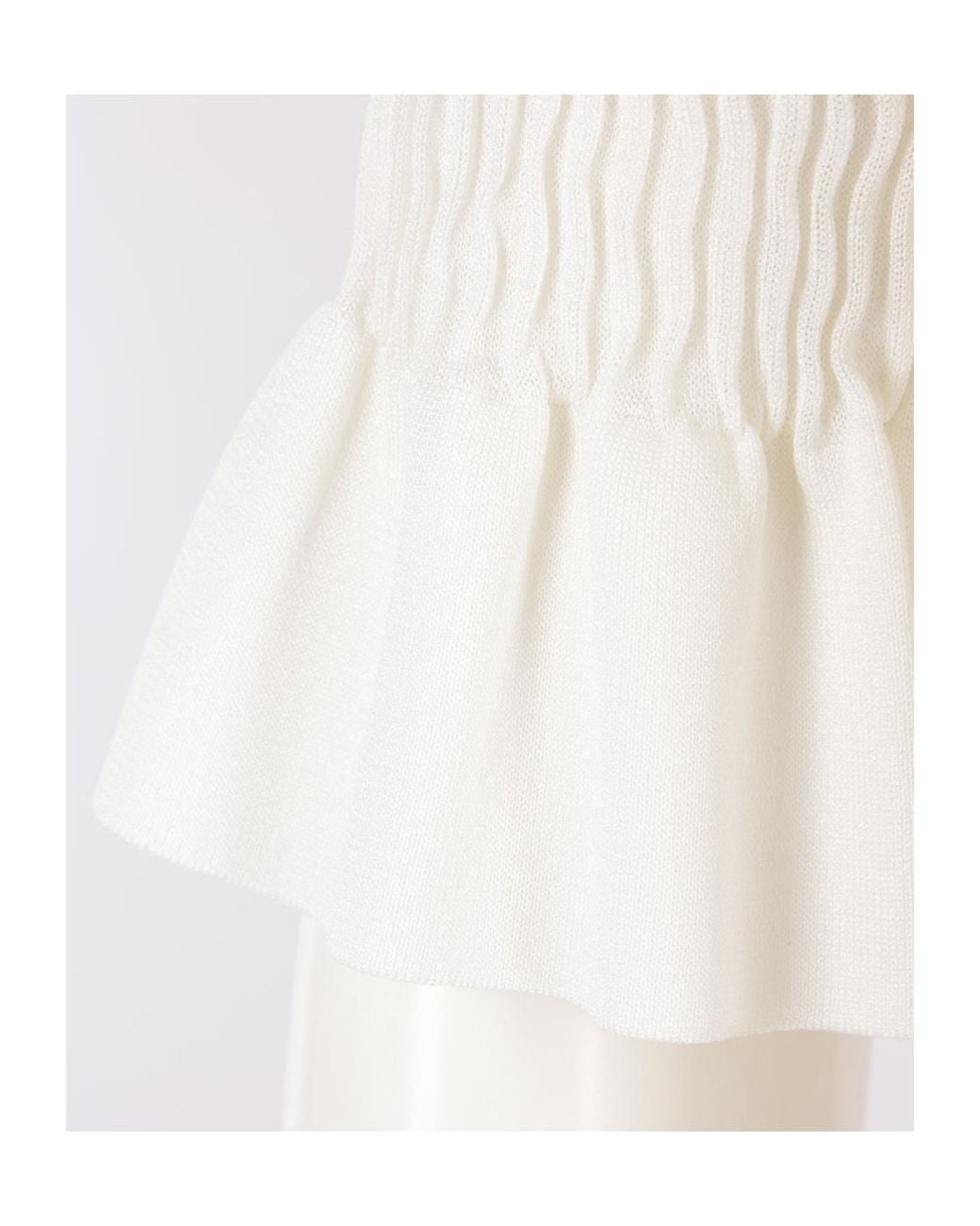 Jil Sander White Smocked Ribbed Top