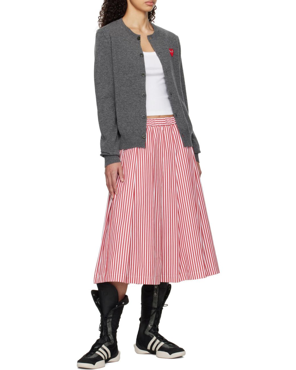COMME DES GARÇONS PLAY Gray Comme Des Garçons Play Logo Patch Button-Up Cardigan for men