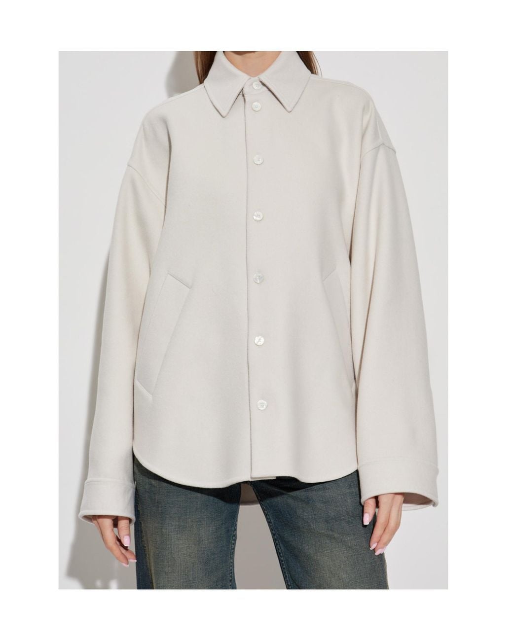 Balenciaga White Long-Sleeved Knit Shirt
