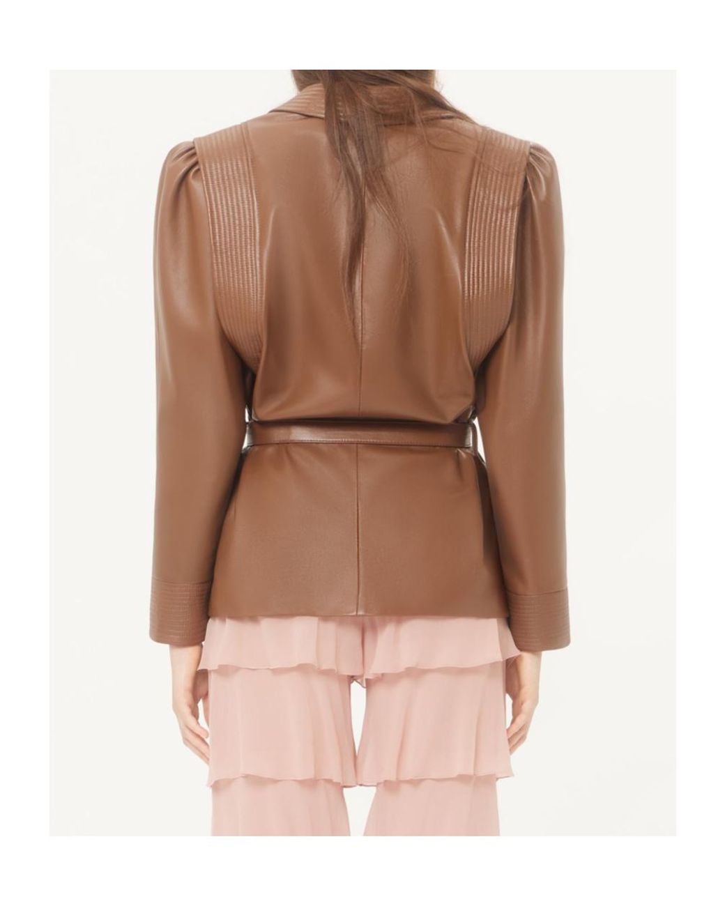 Valentino Brown Long-Sleeve Leather Jacket