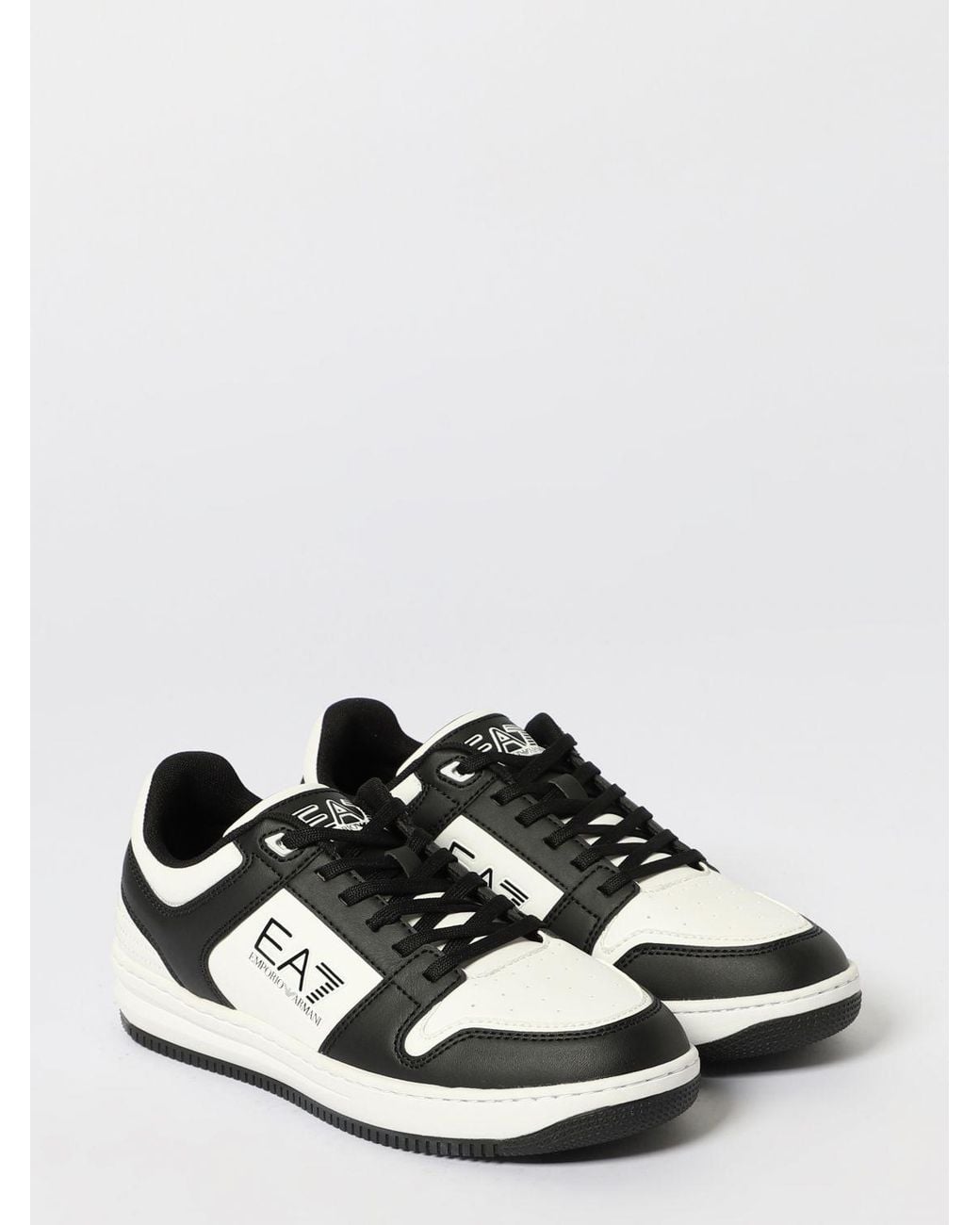 EA7 White Logo Printed Low-Top Sneakers for men