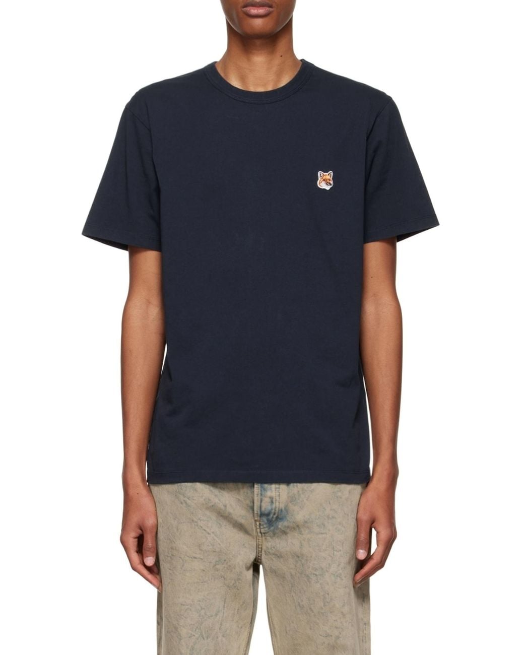 Maison Kitsuné Black Maison Kitsuné Fox Head Patch T-Shirt for men