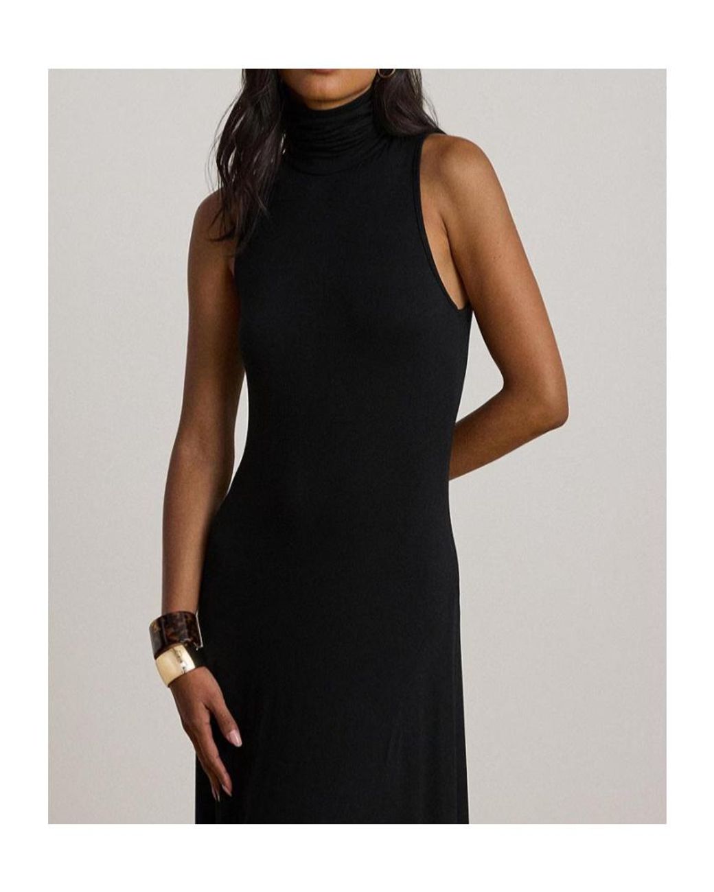 Ralph Lauren Black Sleeveless Turtleneck Maxi Dress