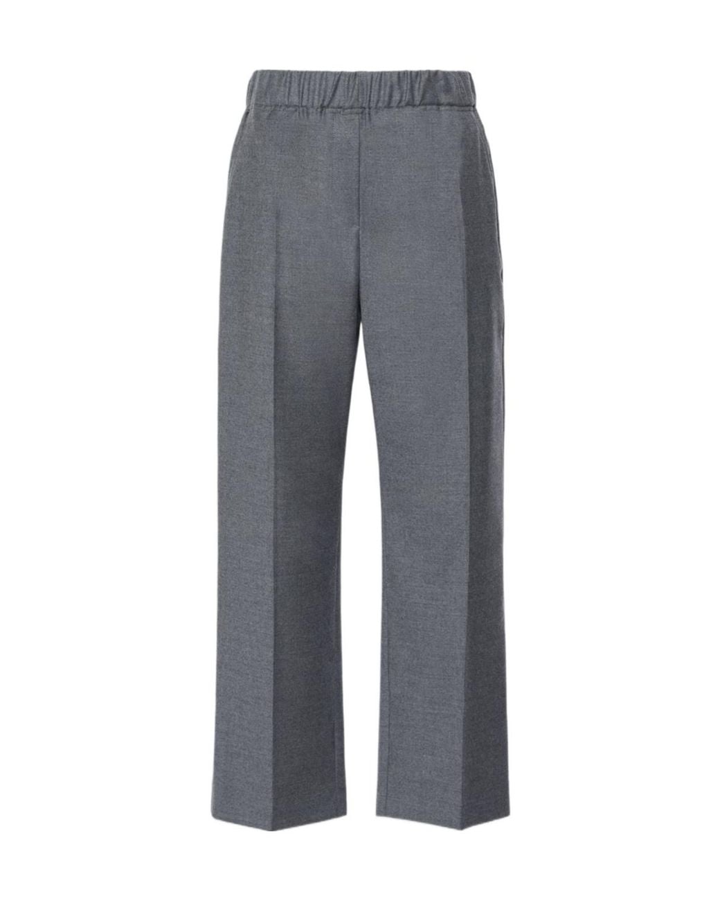 Weekend by Maxmara Gray Elasticated-Waistband Tailored Trousers