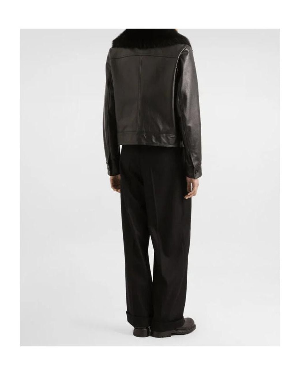 Dolce & Gabbana Black Pleated-Front Wool Trousers for men