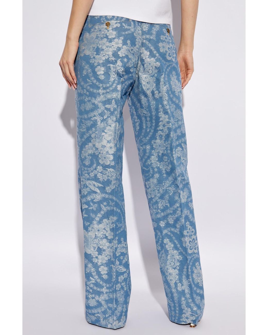 Etro Blue Floral Printed Trousers