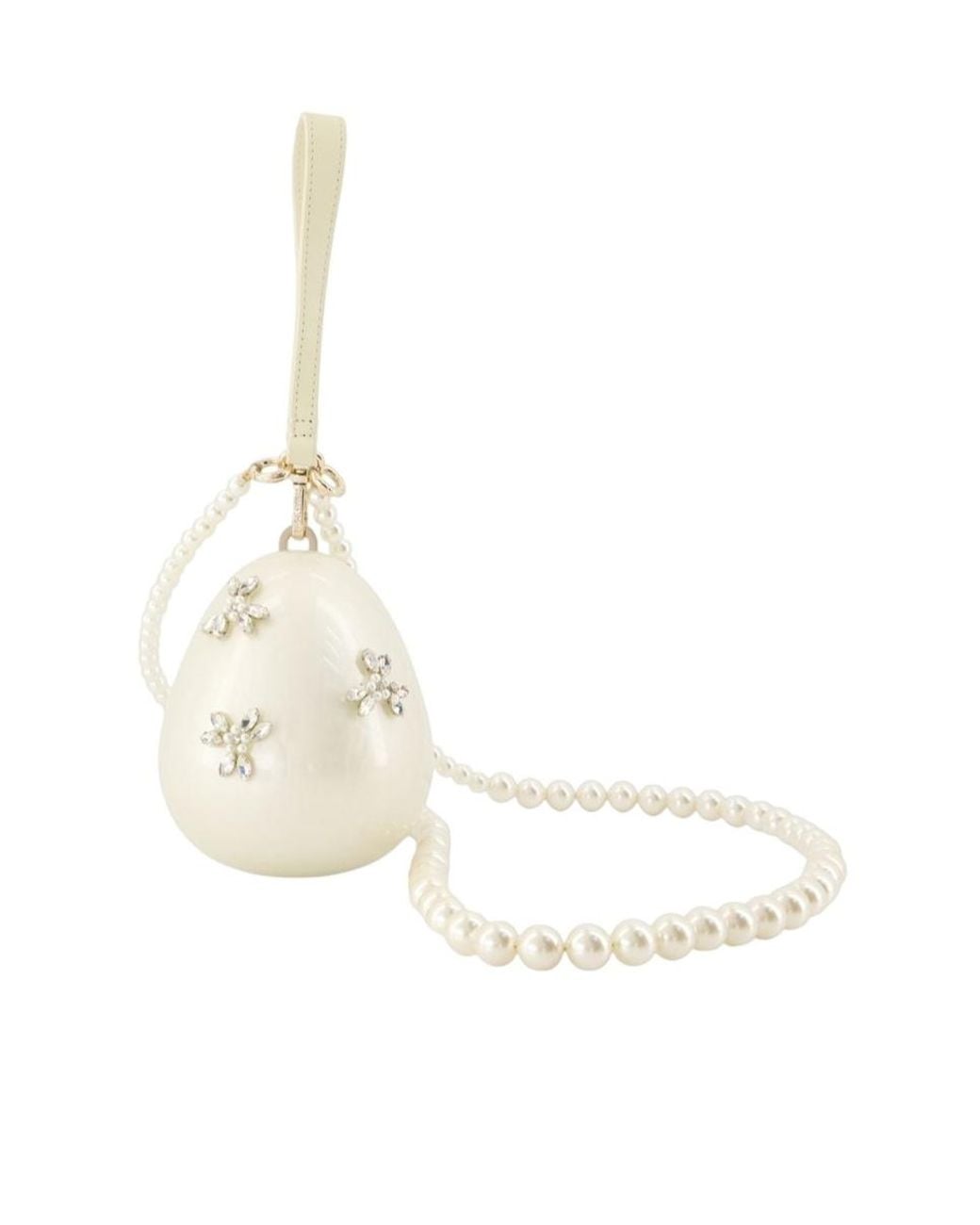 Simone Rocha White Crystal-Embellished Faux-Pearl Mini Bag
