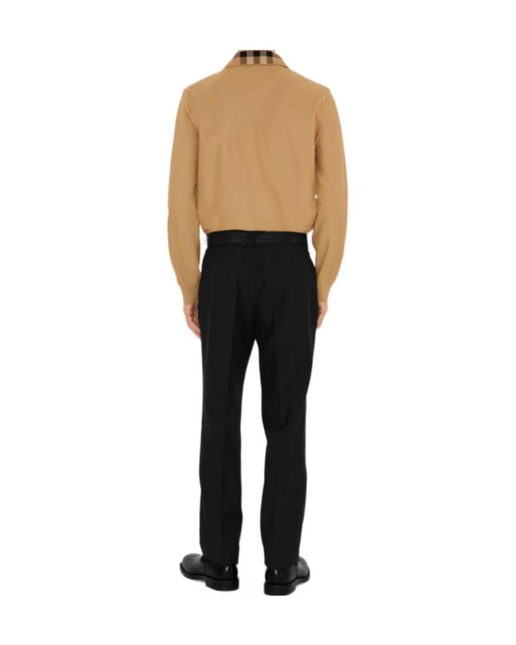 Burberry Brown Check Collar Polo Sweater for men