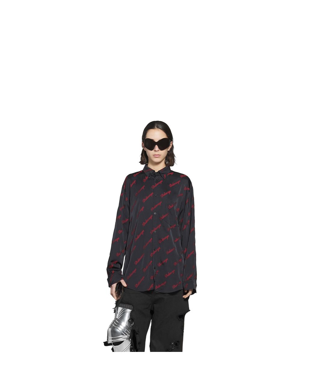 Balenciaga Blue Logo Jacquard Large Fit Shirt