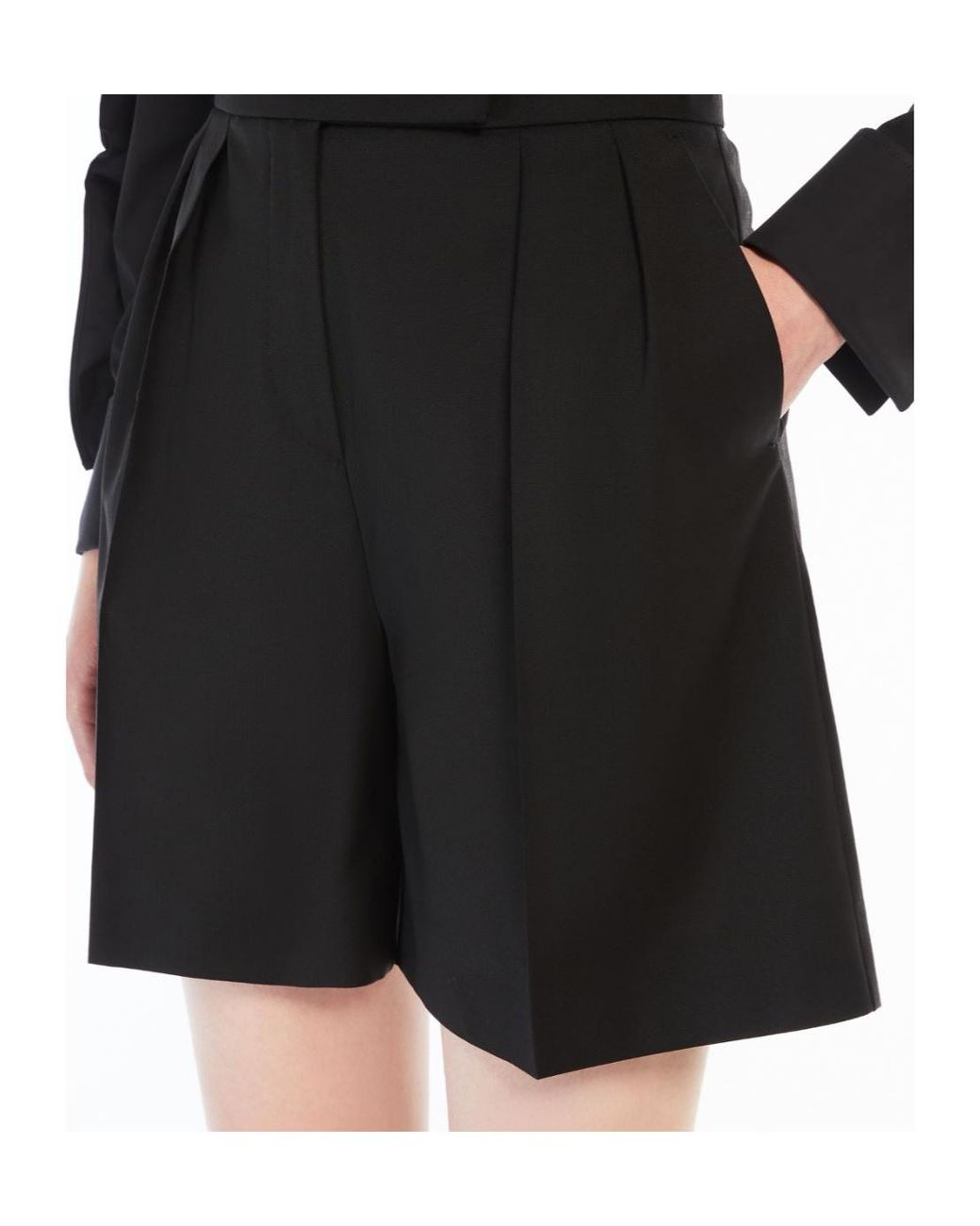 Max Mara Black Jessica Pleat Detailed Shorts