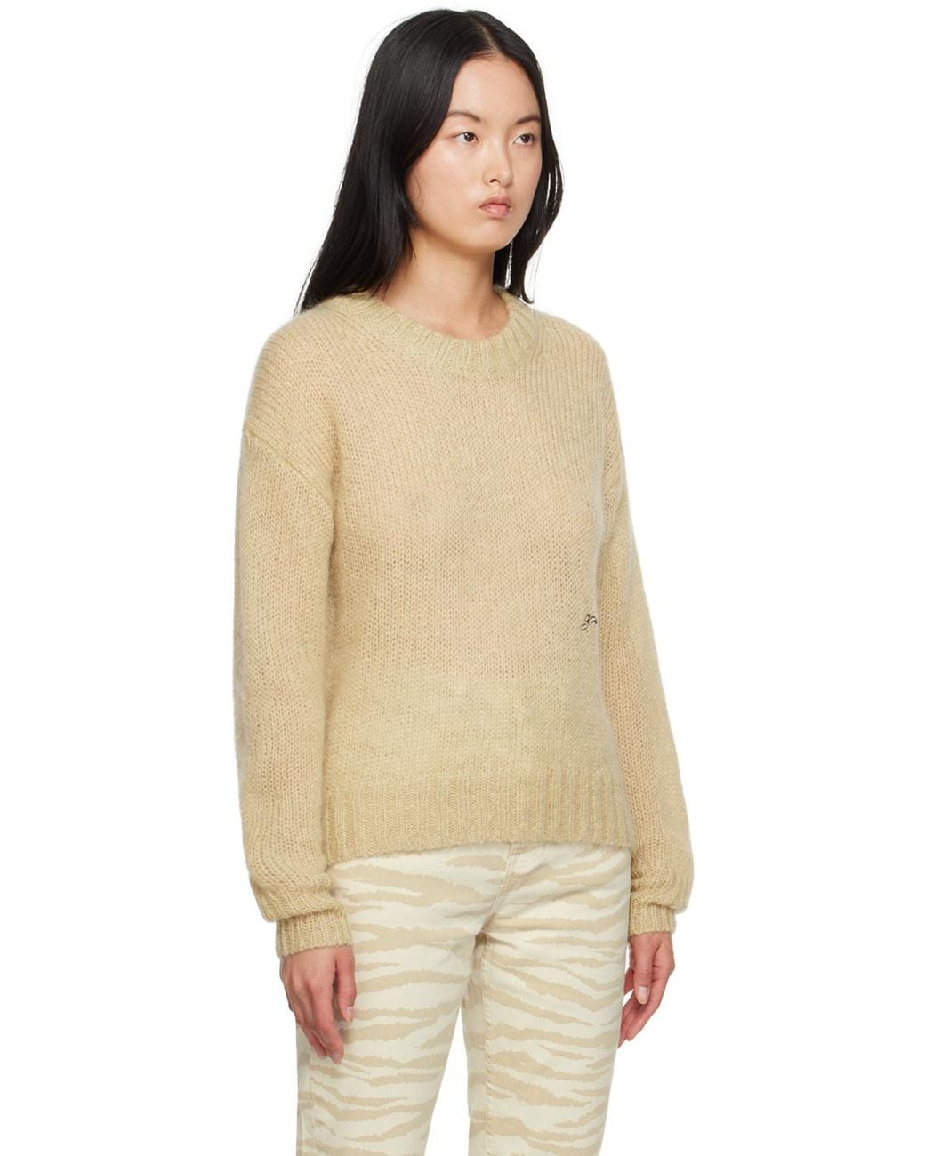 Ganni Yellow Crewneck Long-Sleeved Jumper