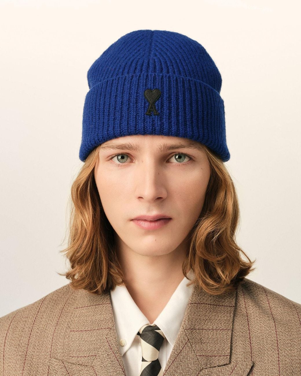 AMI Blue Ami Ami De Coeur Ribbed Beanie Hat for men
