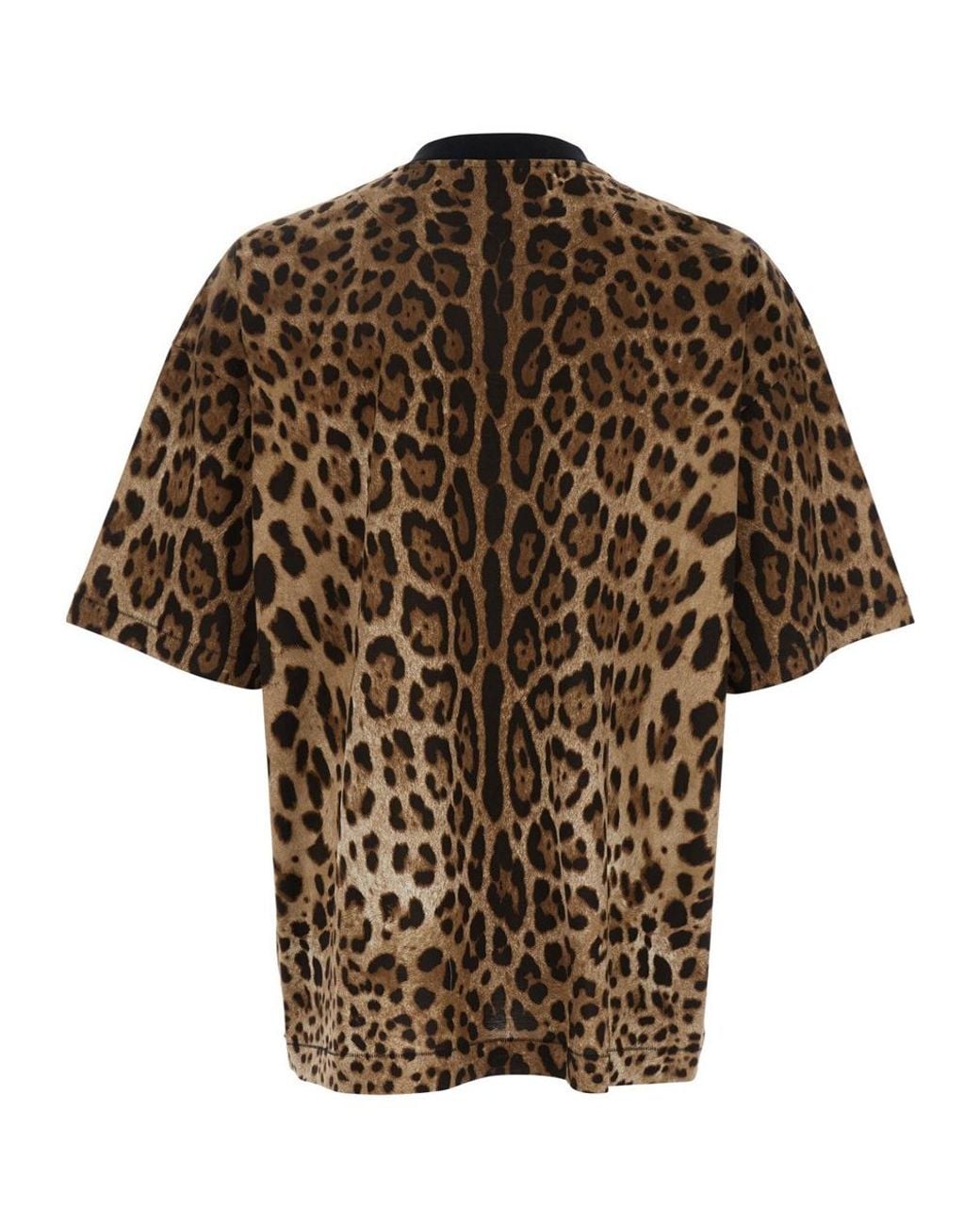 Dolce & Gabbana Brown Leopard Printed Crewneck T-Shirt for men