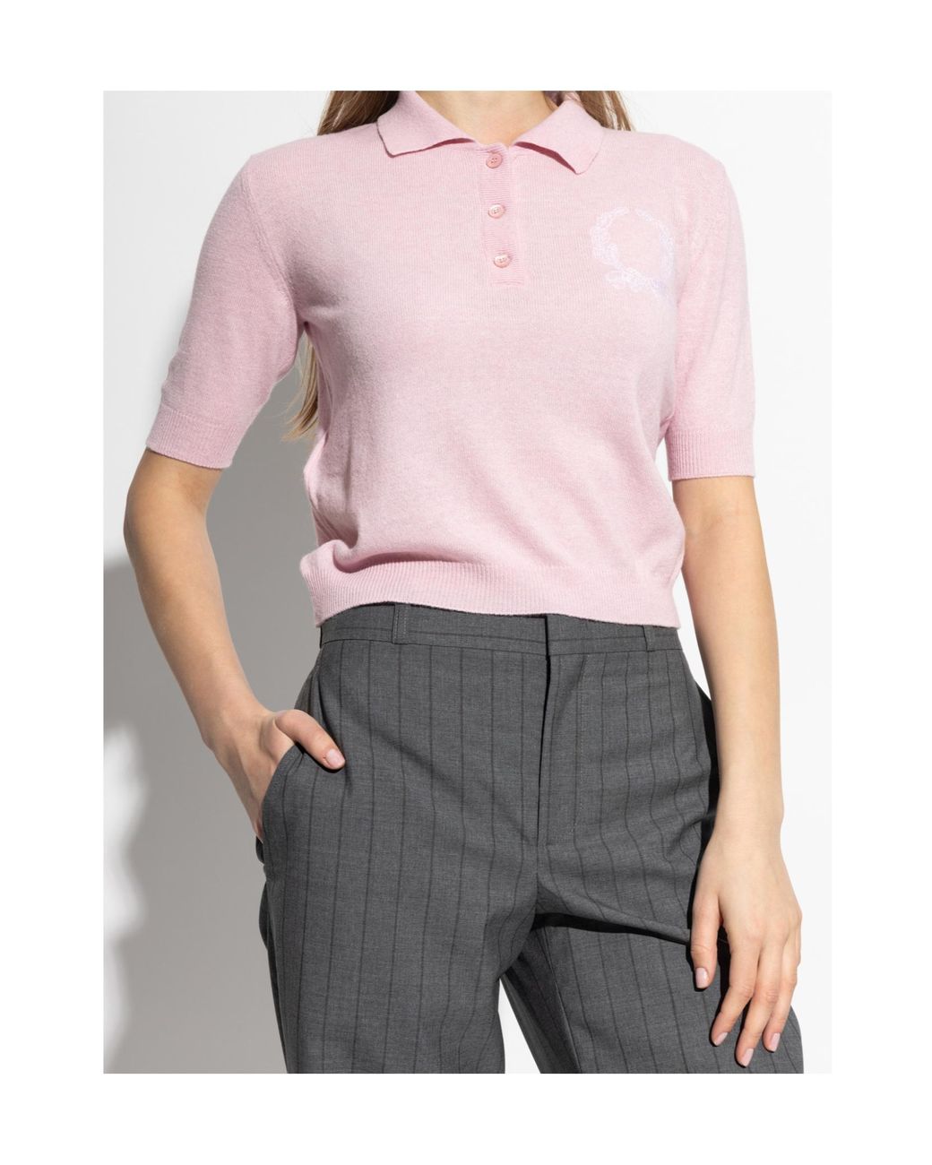 Moschino Pink Collared Short-Sleeve Knit Polo Shirt