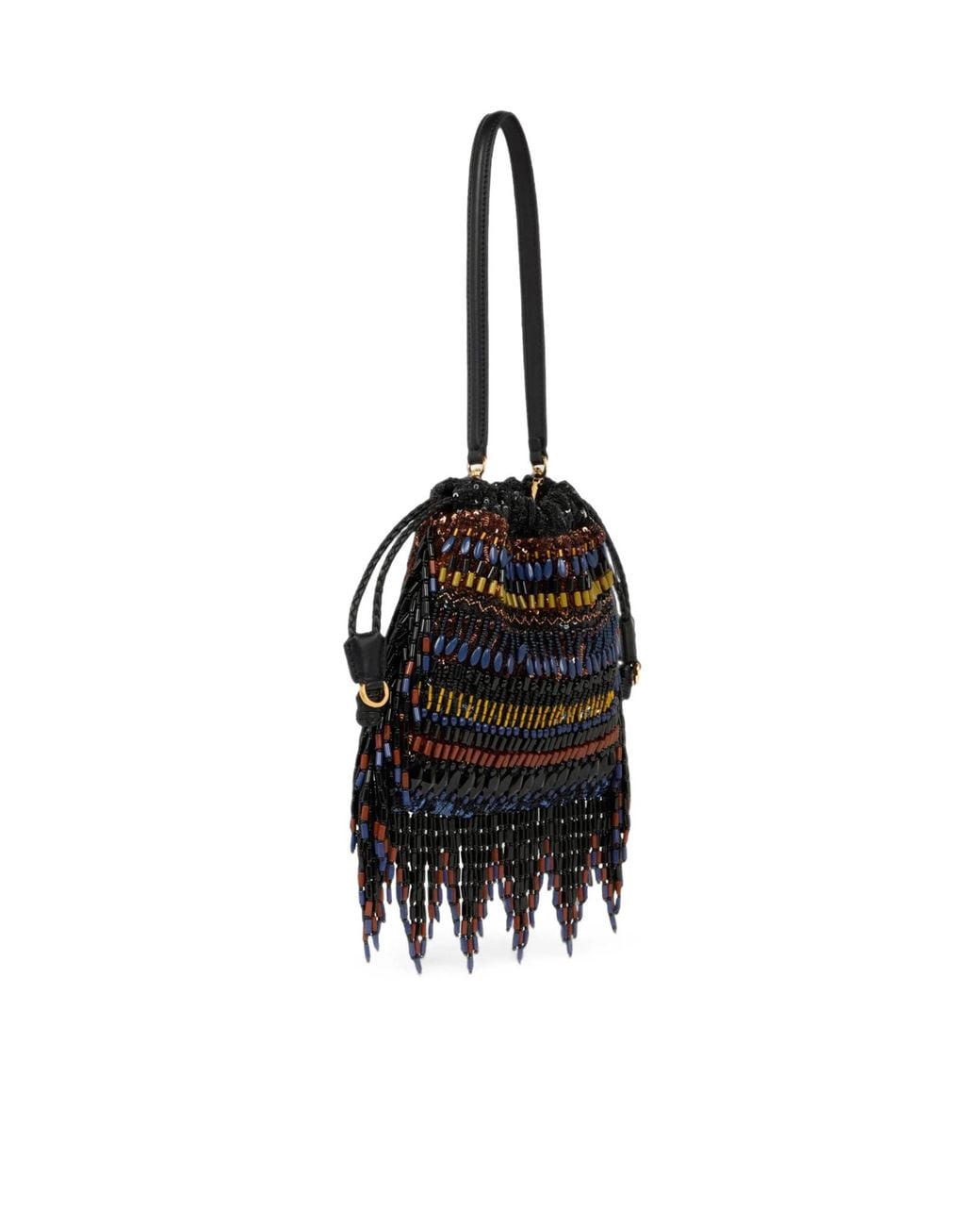 Etro Black Kalispera Beaded Fringe Shoulder Bag