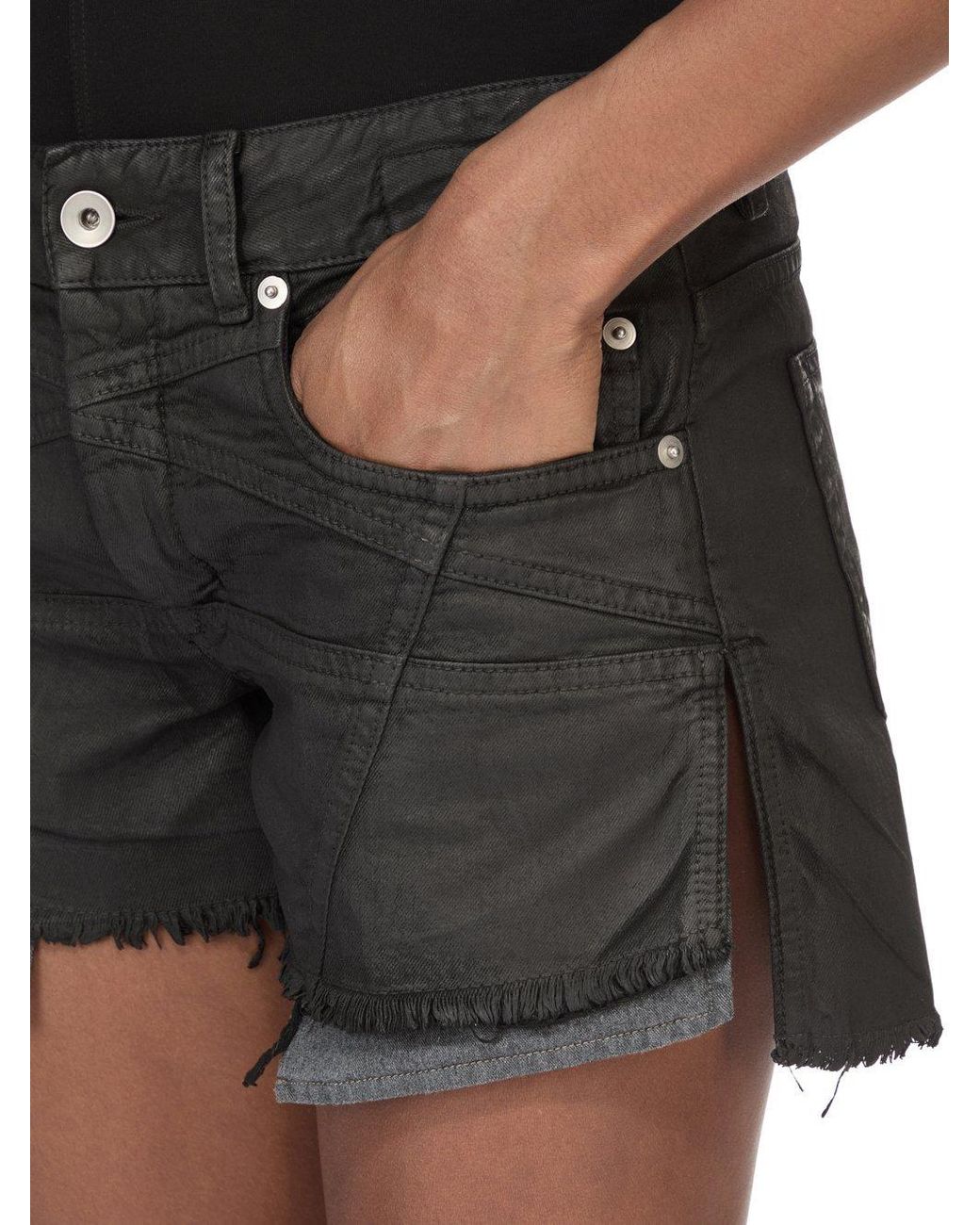 Rick Owens Black Temple Lana Cut Offs Denim Shorts
