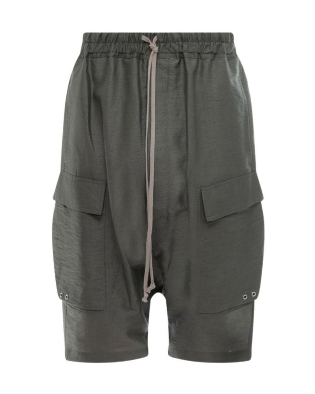 Rick Owens Gray Cargo Pods Drop-Crotch Shorts for men
