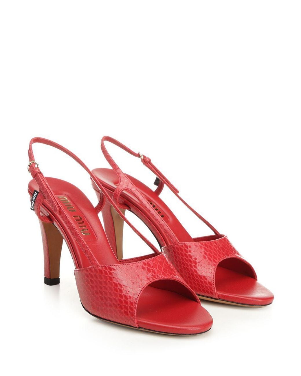 Miu Miu Pink Embossed Slingback Sandals