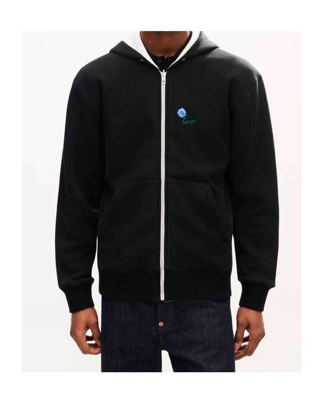 KENZO Black Tulip Reversible Zip Up Hoodie for men