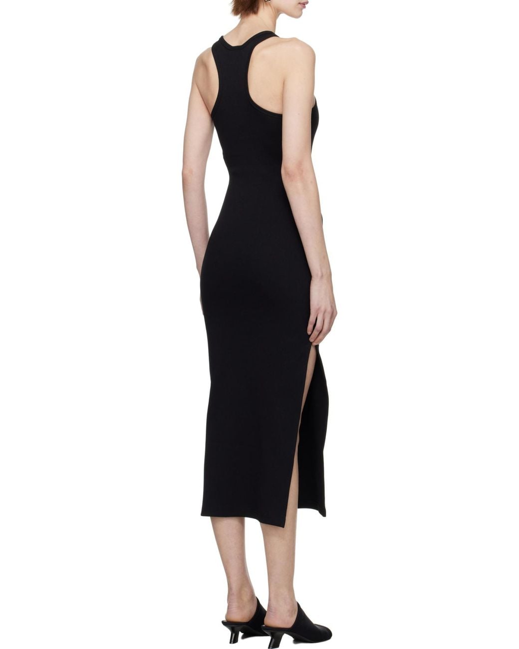 Courreges Black クレージュ レーサーバック ジャージ ミディ ドレス