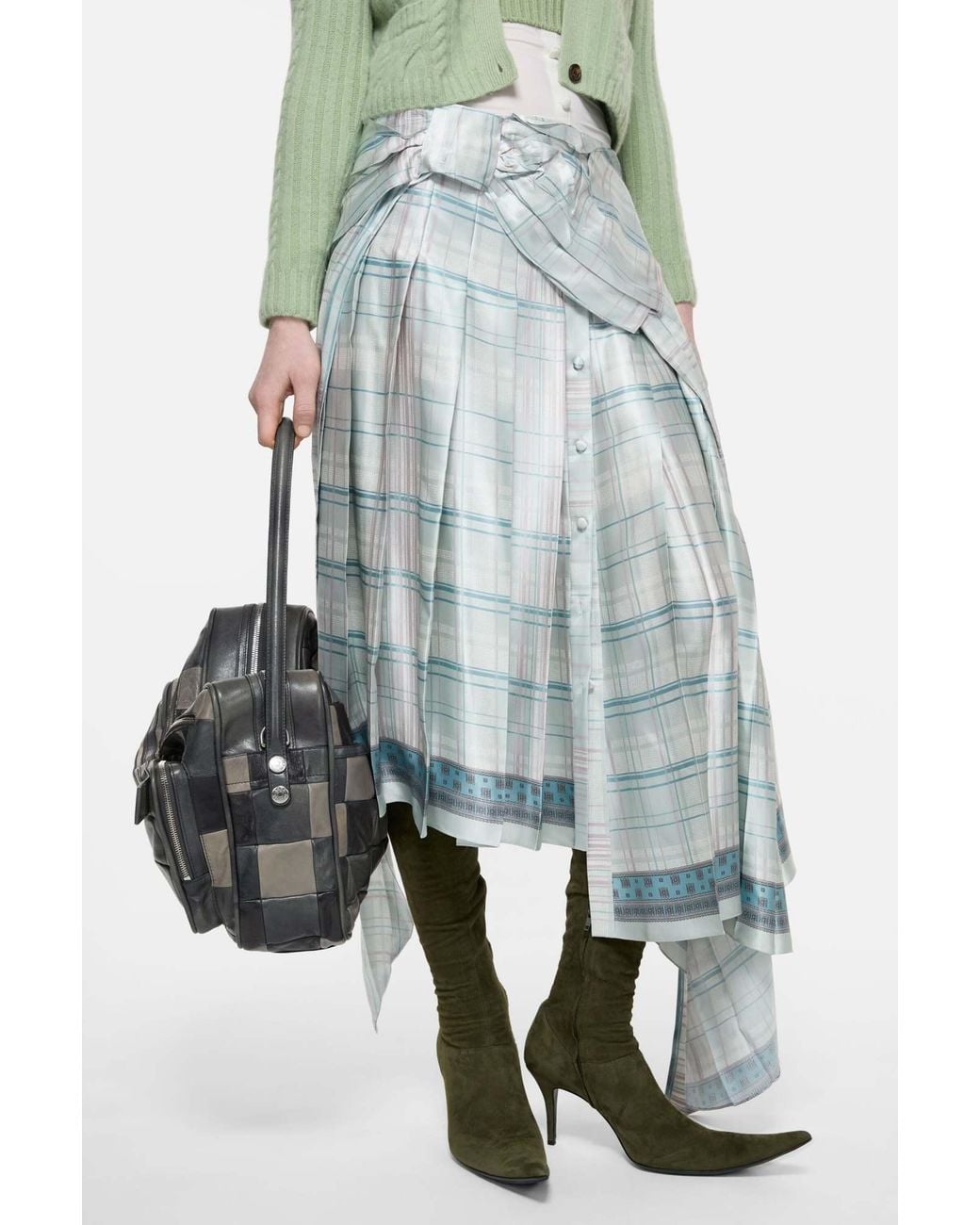 Acne Blue Silk Bow Skirt