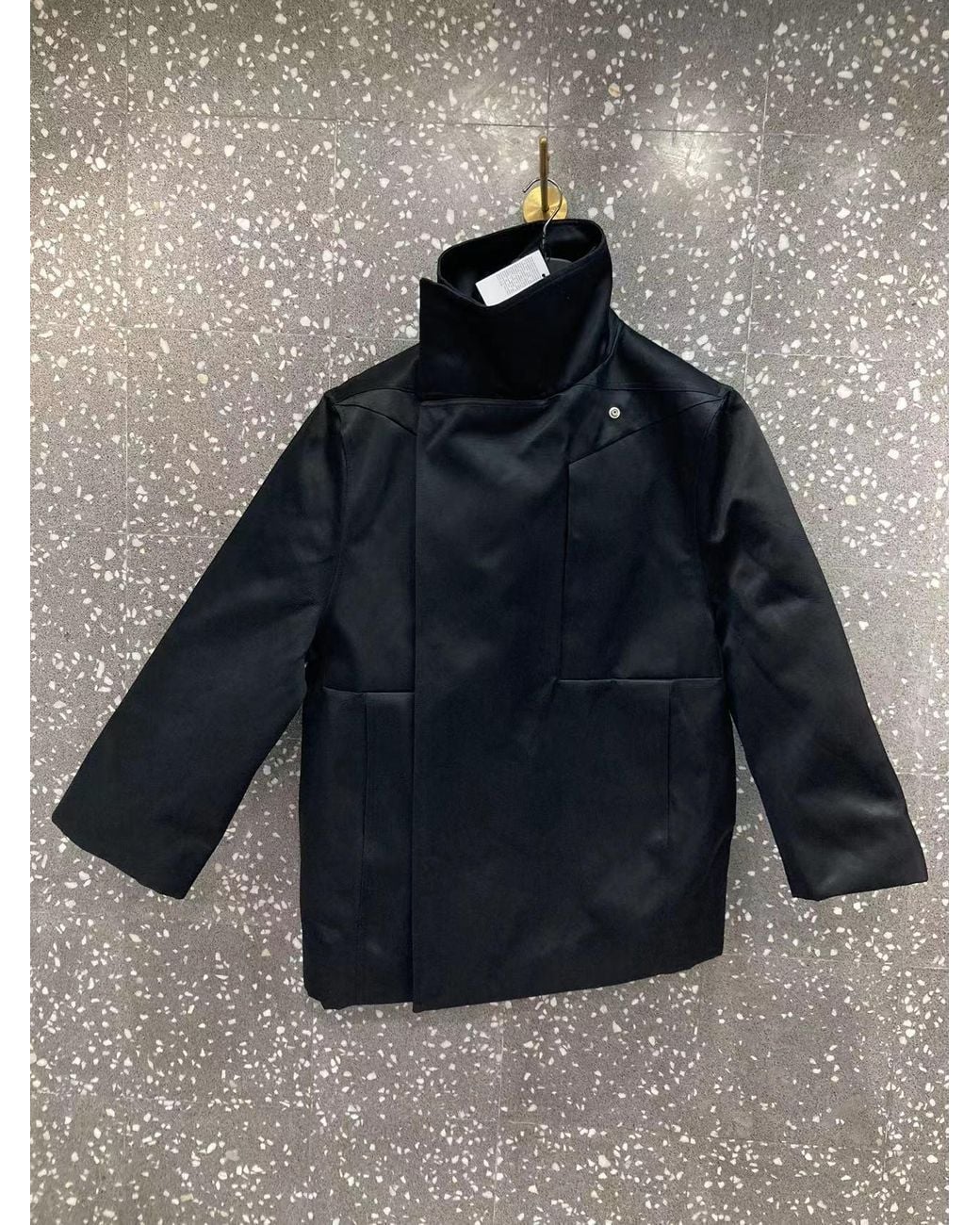 Rick Owens Blue Stand Collar Long-Sleeve Down Jacket