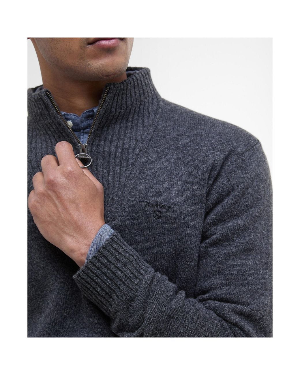 Barbour Blue Half-Zip Mock Neck Knit Sweater for men