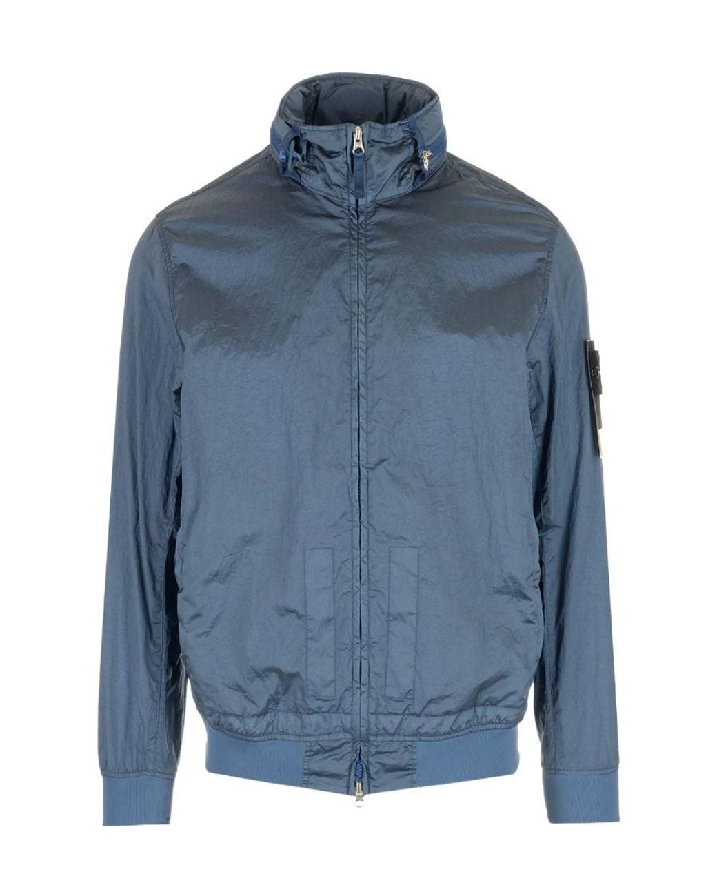 Stone Island Blue Logo Patch Zipped Jacket for men