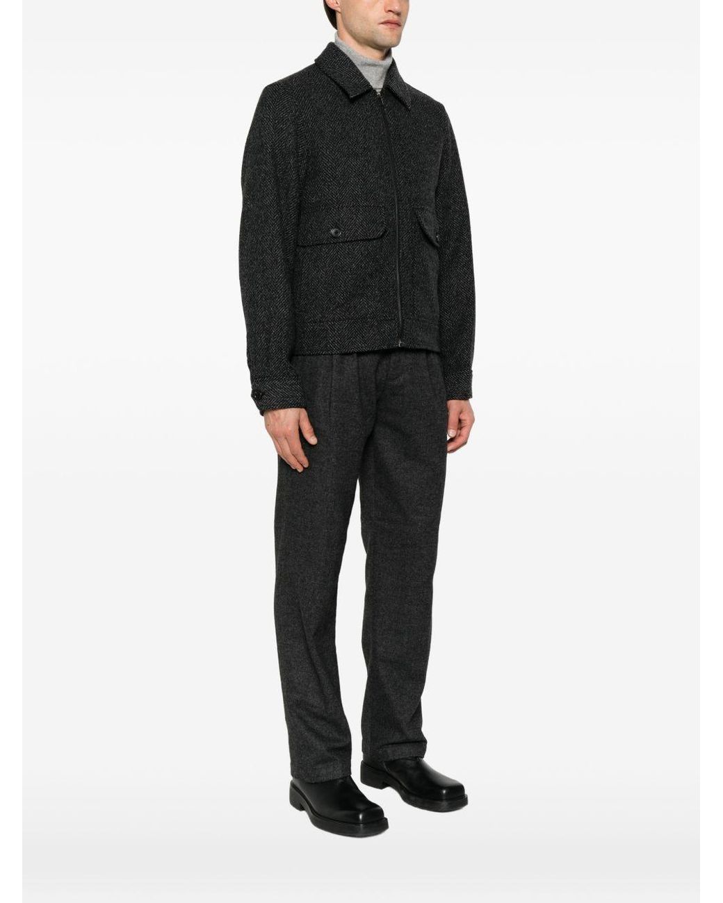 Paul Smith Blue Herringbone-Pattern Zip-Up Jacket for men