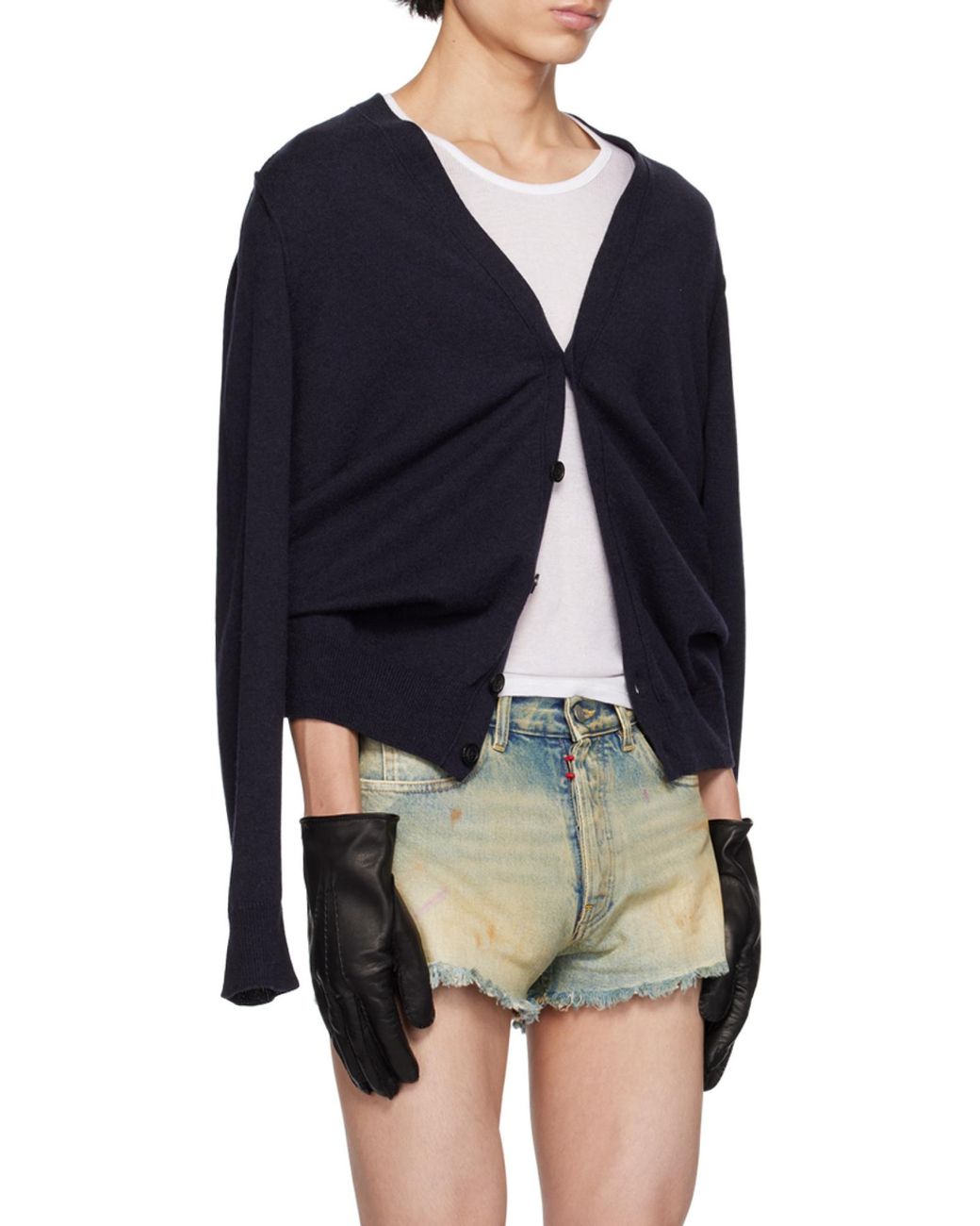 Maison Margiela Blue Buttoned V-Neck Cardigan for men
