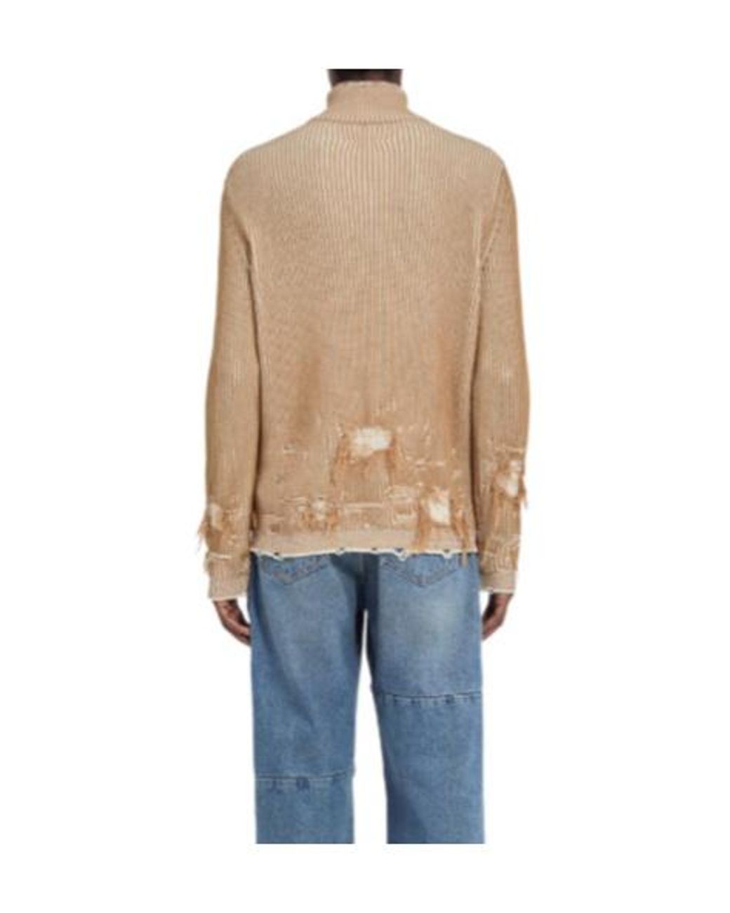 MM6 by Maison Margiela Blue Ribbed Knit Distressed Cardigan for men