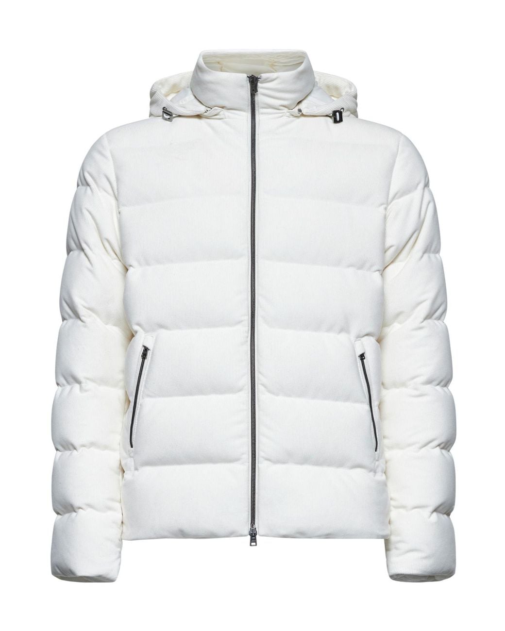 Herno Gray Zip-Up High Neck Corduroy Jacket for men