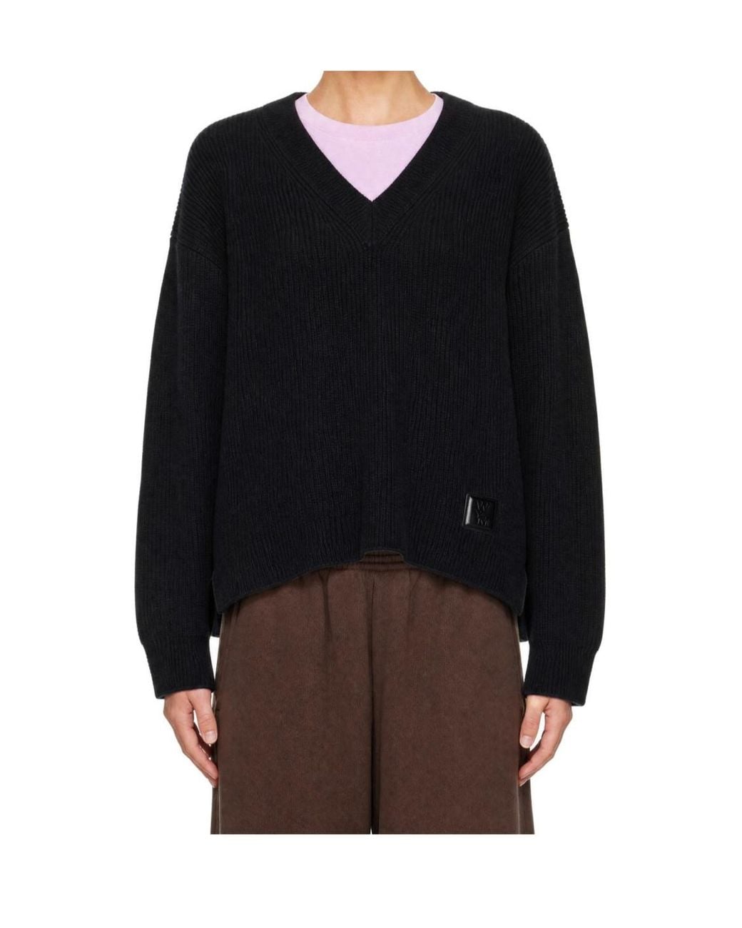 Wooyoungmi Black V-Neck Long-Sleeve Sweater