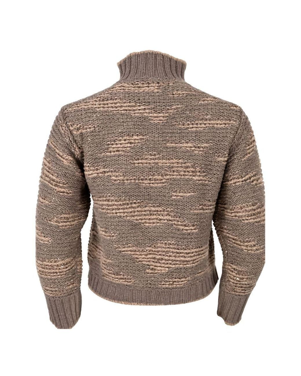 Fabiana Filippi Brown Zip-Up Embellished Jumper