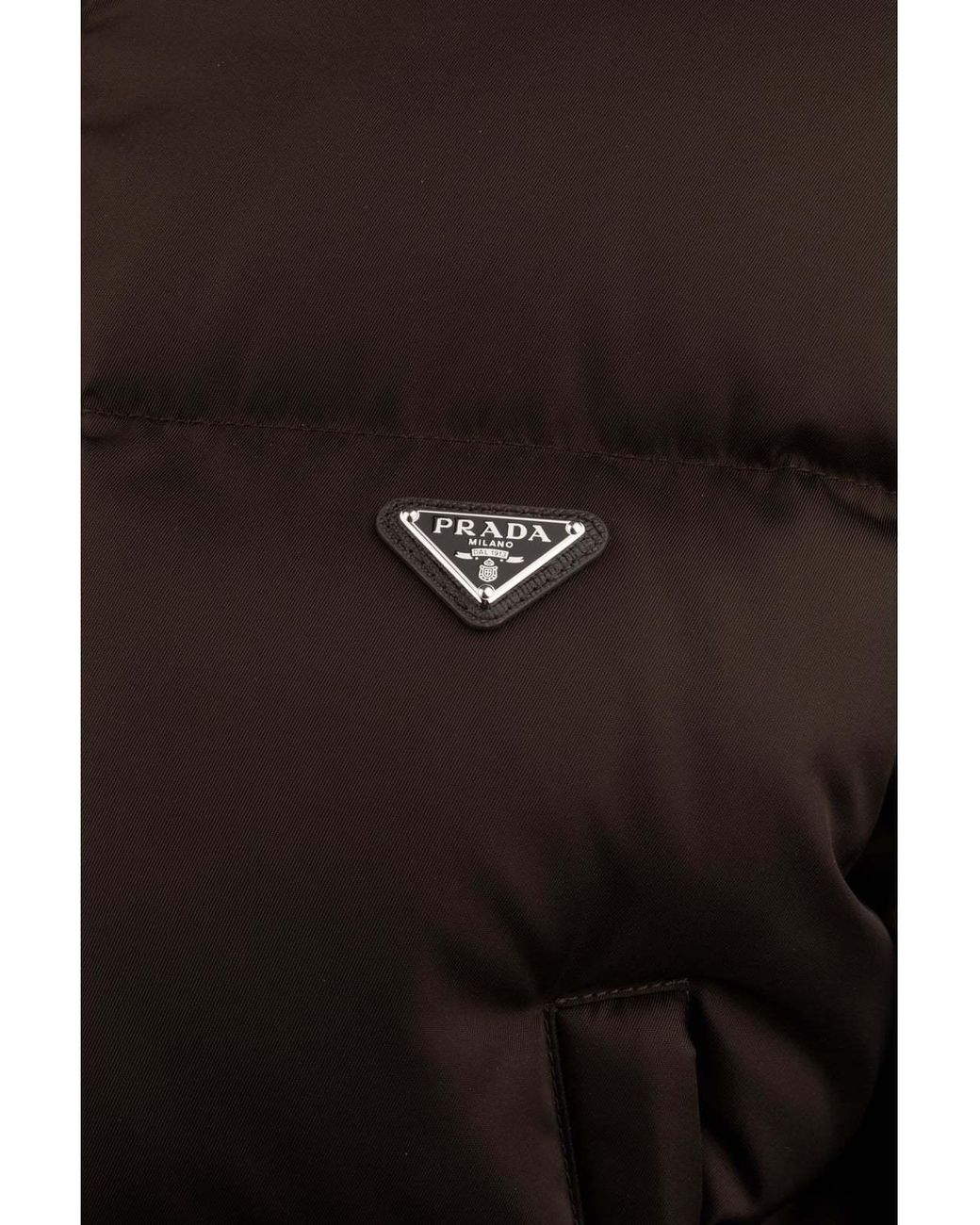 Prada Black Re-Nylon Zipped Cropped Down Jacket