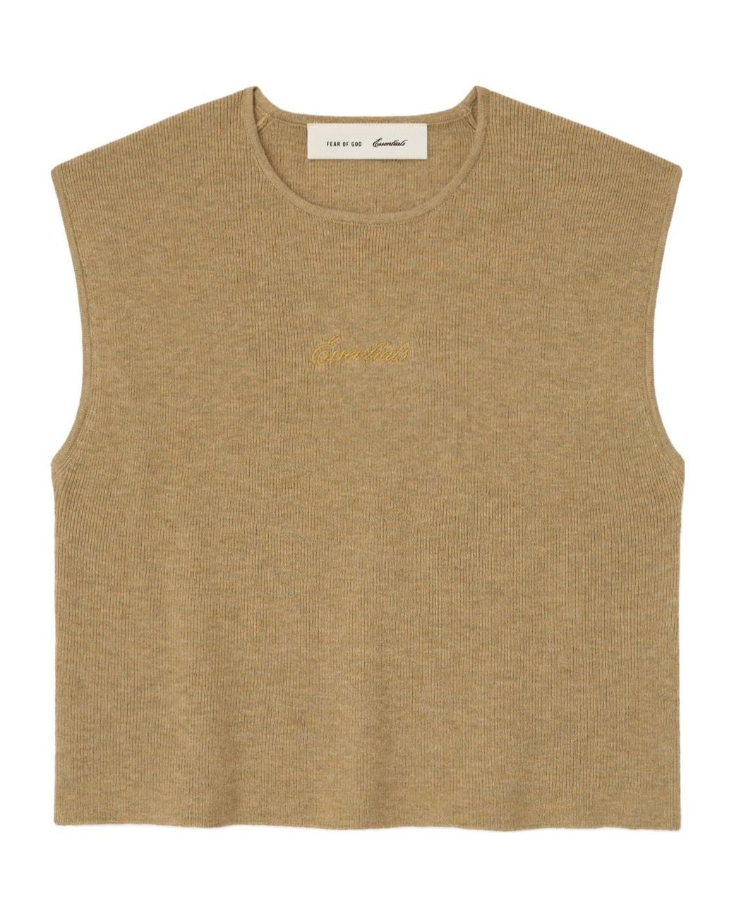 Fear Of God Natural Signature Rib Knit Cropped Top