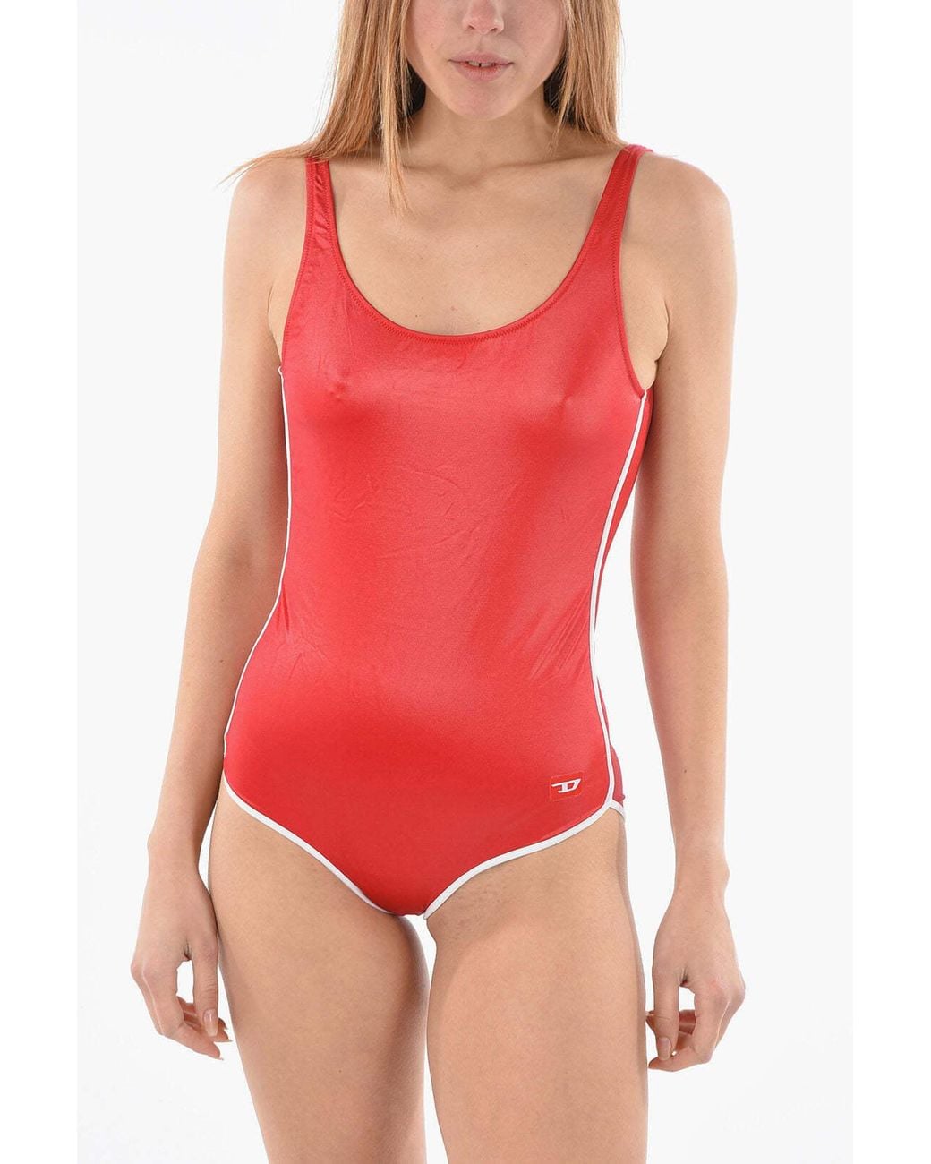 DIESEL Red Logo Fitted Swimsuit