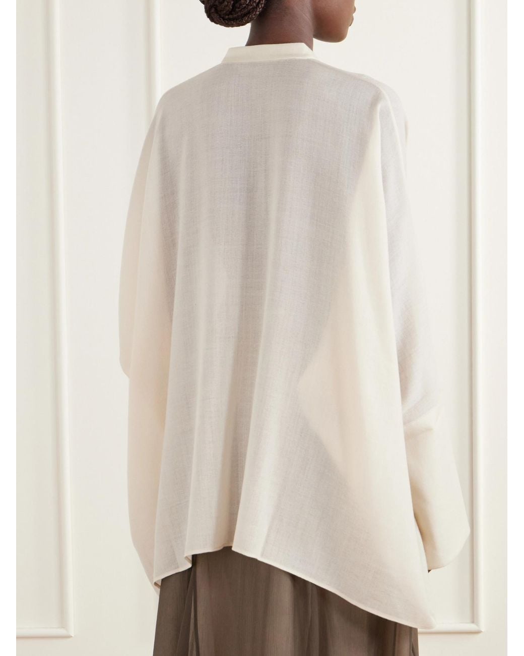Ruohan White Asymmetric Cotton-Gauze Shirt