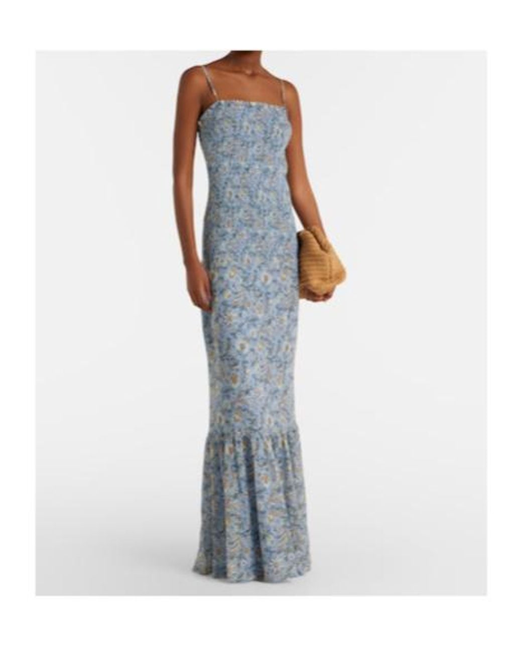 Veronica Beard Blue Clem Floral Cotton And Silk Maxi Dress