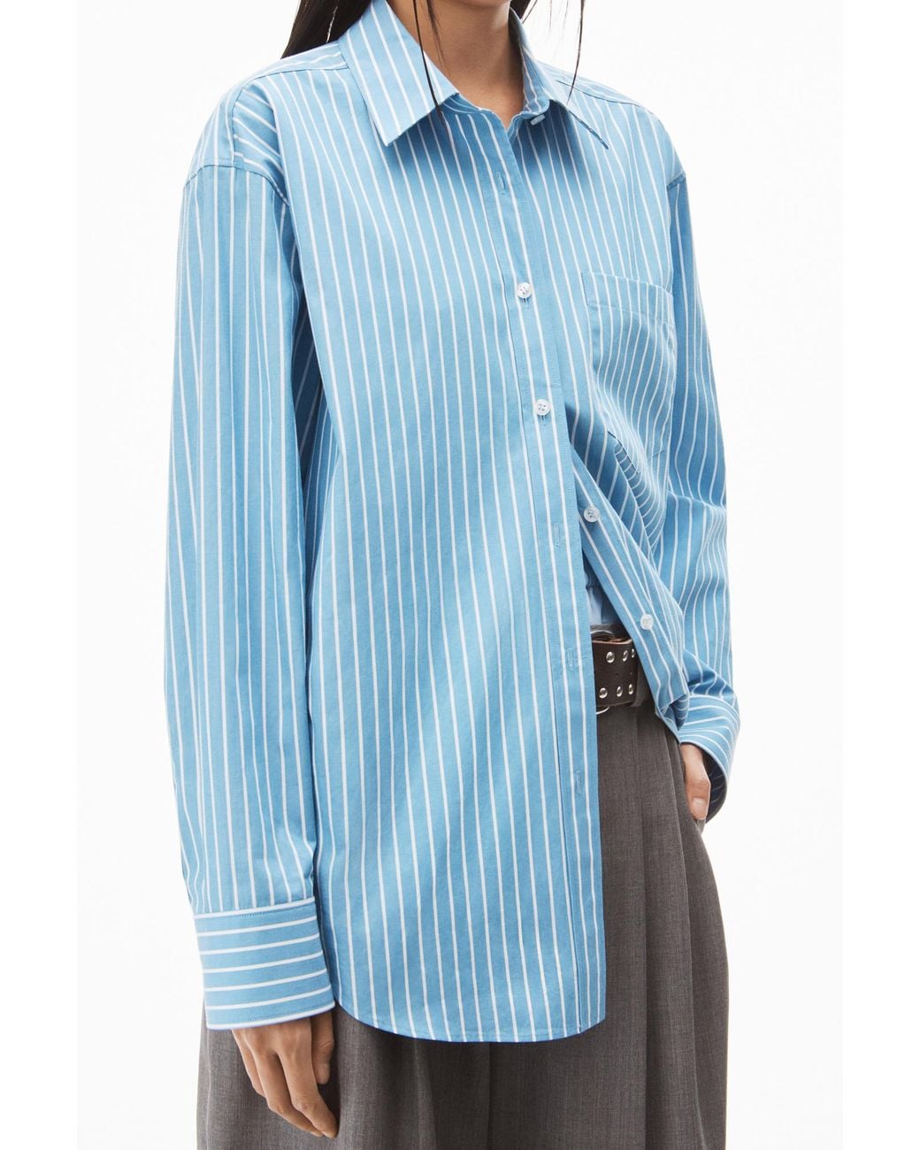 Alexander Wang Blue Logo Patch Boyfriend Shirt