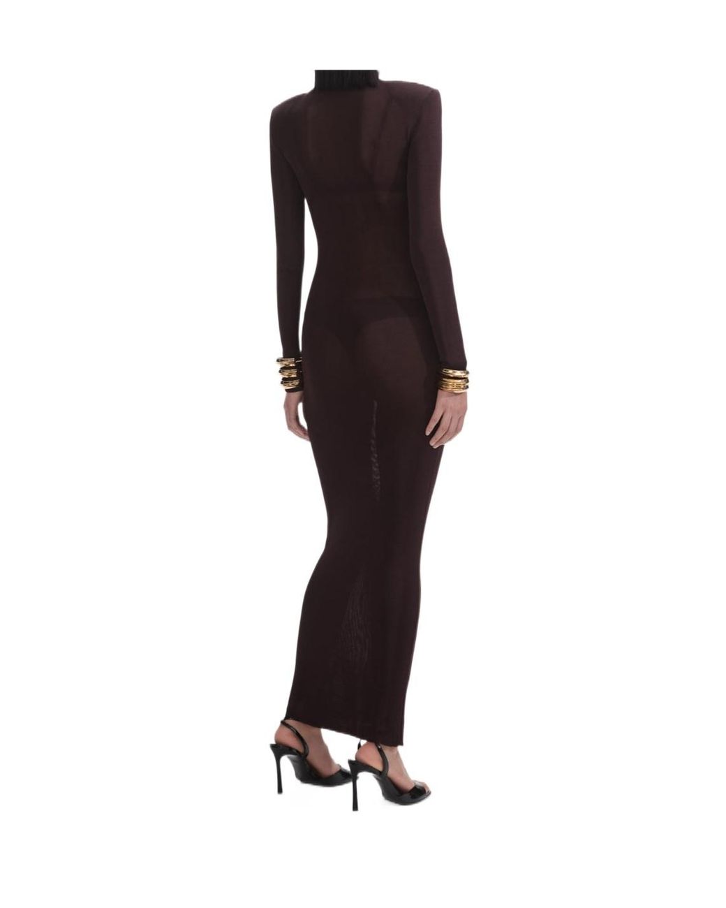 Self-Portrait Multicolor Shoulder Pad Knitted Maxi Dress
