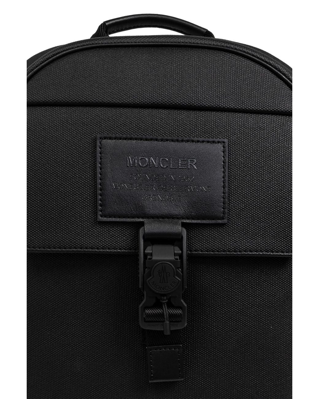 Moncler Black Logo Patch Zip-Up Backpack for men